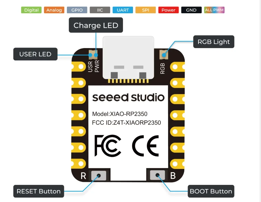 5Pcs/1pc Seeed Studio XIAO RP2350 Raspberry Pi for Arduino MicroPython C,C++ Arm Cortex-M33 Hazard3 RISC-V Development Board