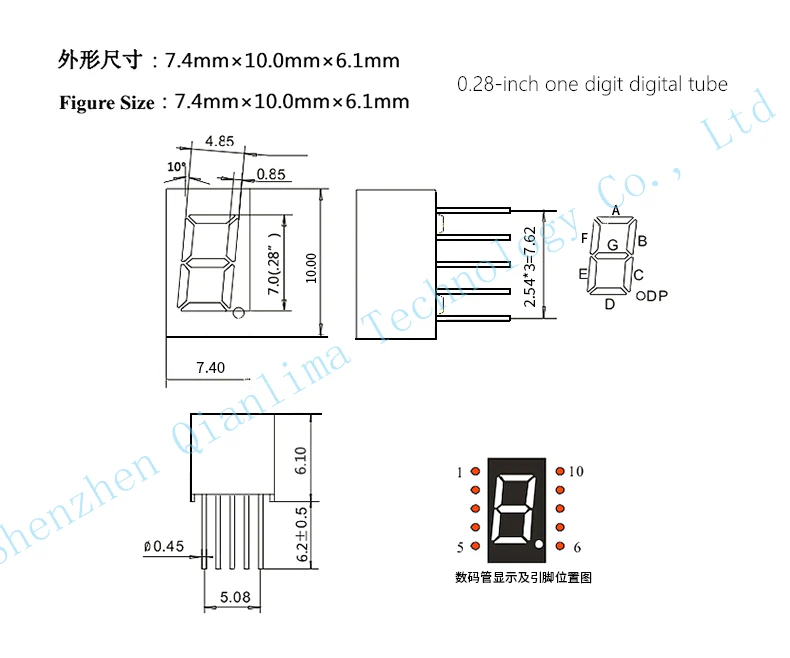 5pcs 0.28 inch LED Digital Tube Display 2 Bit 3 Bit 4 Bit 7 Segment Common Cathode/Anode Red Blue Green White Clock 2/3/4-Bit