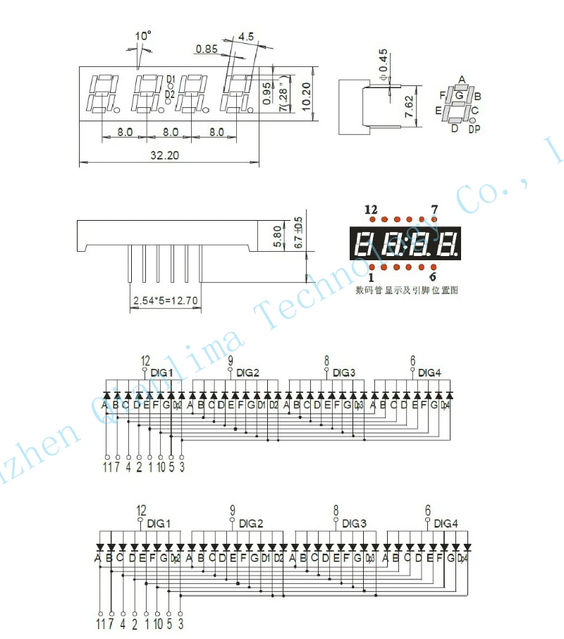 5pcs 0.28 inch LED Digital Tube Display 2 Bit 3 Bit 4 Bit 7 Segment Common Cathode/Anode Red Blue Green White Clock 2/3/4-Bit