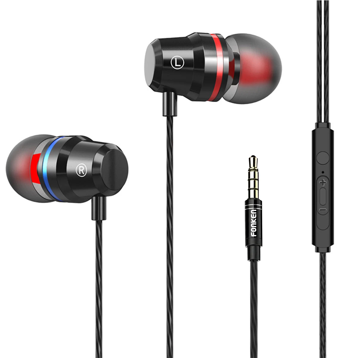 FONKEN 3.5mm Earphone Wired Earpiece Stereo Bass Music Earpiece For Xiaomi Samsung Waterproof Sports Earbuds Gaming Headset Mic