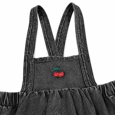 Denim Black Family Matching Set Long Sleeve Children's Clothing - Girl Dress Boys Casual Shirt Baby Rompers with Logo Embroidery