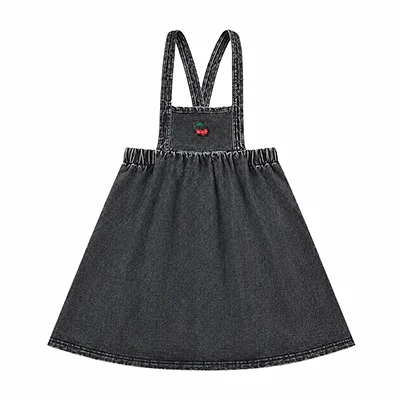 Denim Black Family Matching Set Long Sleeve Children's Clothing - Girl Dress Boys Casual Shirt Baby Rompers with Logo Embroidery
