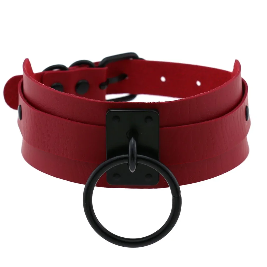 Harajuku Gothic Night club Saloon Wild Rock and roll Exaggerate Different Cortex Black ring Hanging rings Choker Collar O-shape