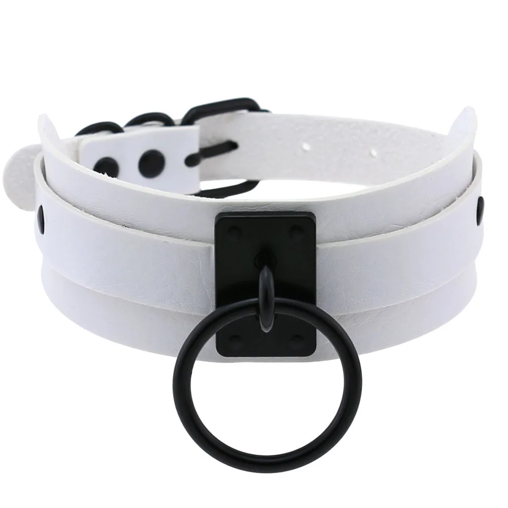 Harajuku Gothic Night club Saloon Wild Rock and roll Exaggerate Different Cortex Black ring Hanging rings Choker Collar O-shape