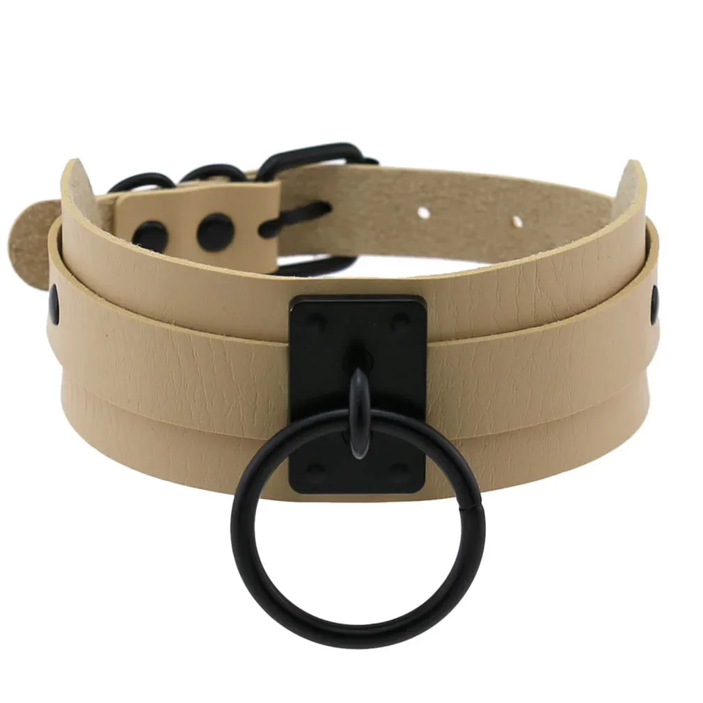 Harajuku Gothic Night club Saloon Wild Rock and roll Exaggerate Different Cortex Black ring Hanging rings Choker Collar O-shape