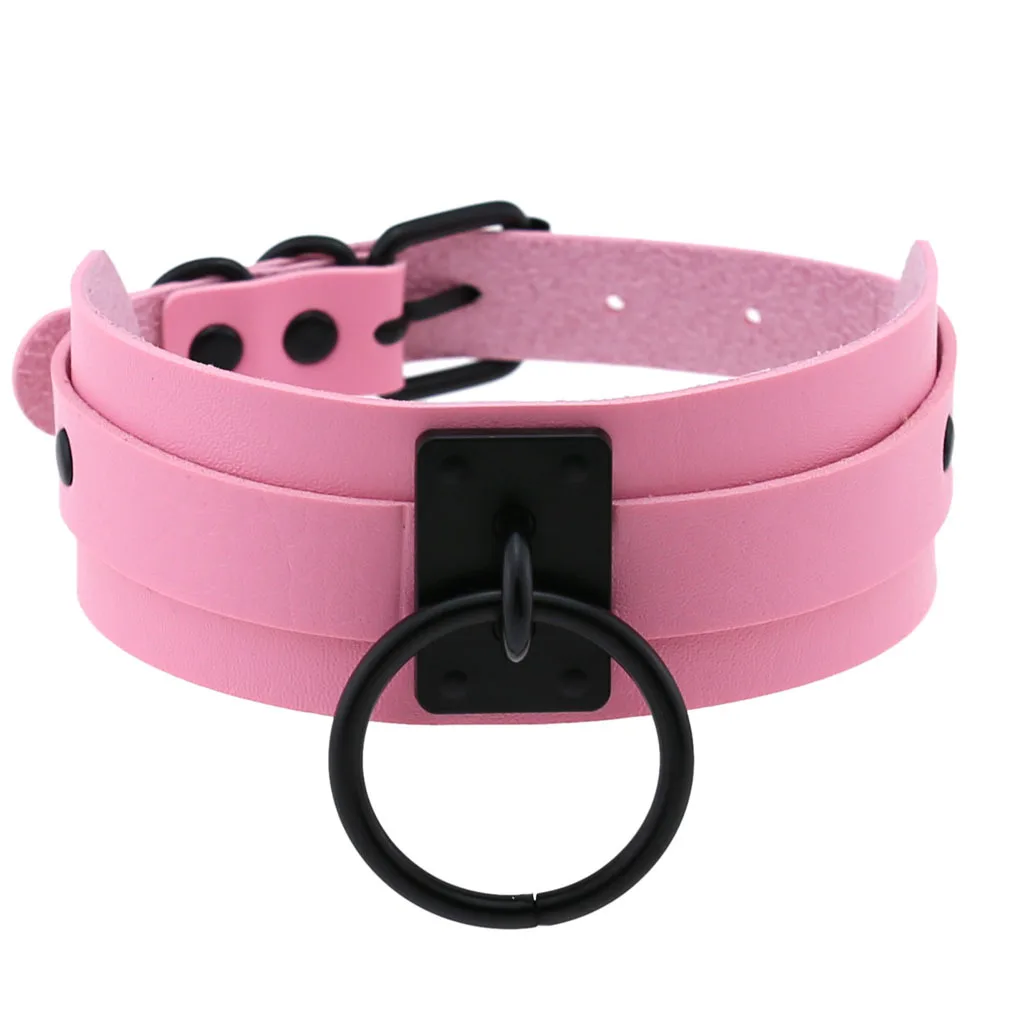 Harajuku Gothic Night club Saloon Wild Rock and roll Exaggerate Different Cortex Black ring Hanging rings Choker Collar O-shape