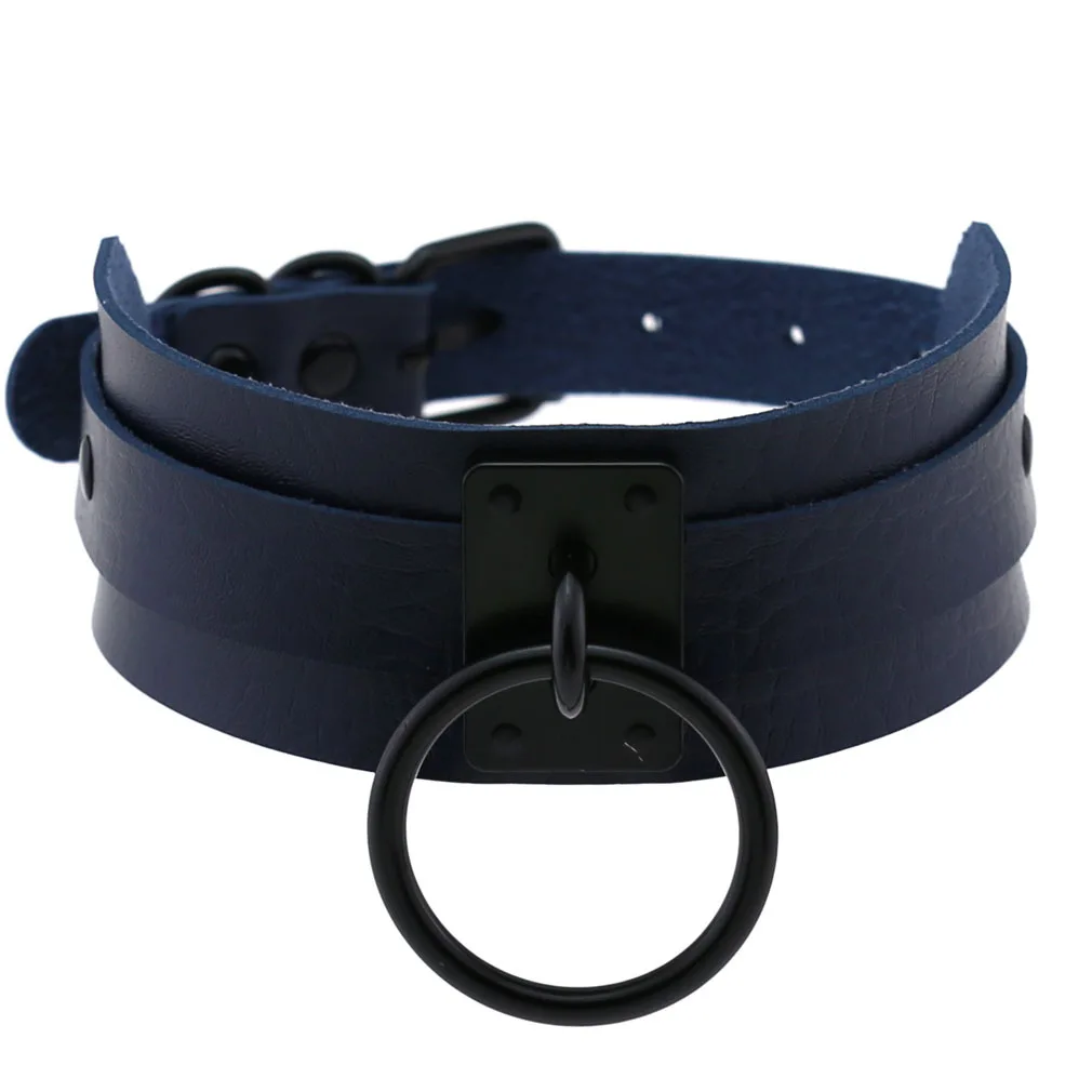 Harajuku Gothic Night club Saloon Wild Rock and roll Exaggerate Different Cortex Black ring Hanging rings Choker Collar O-shape