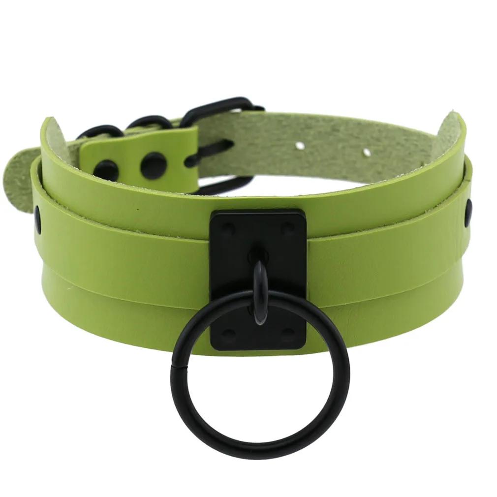 Harajuku Gothic Night club Saloon Wild Rock and roll Exaggerate Different Cortex Black ring Hanging rings Choker Collar O-shape