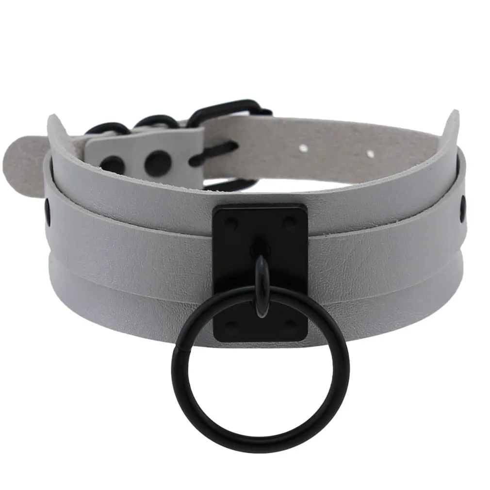 Harajuku Gothic Night club Saloon Wild Rock and roll Exaggerate Different Cortex Black ring Hanging rings Choker Collar O-shape