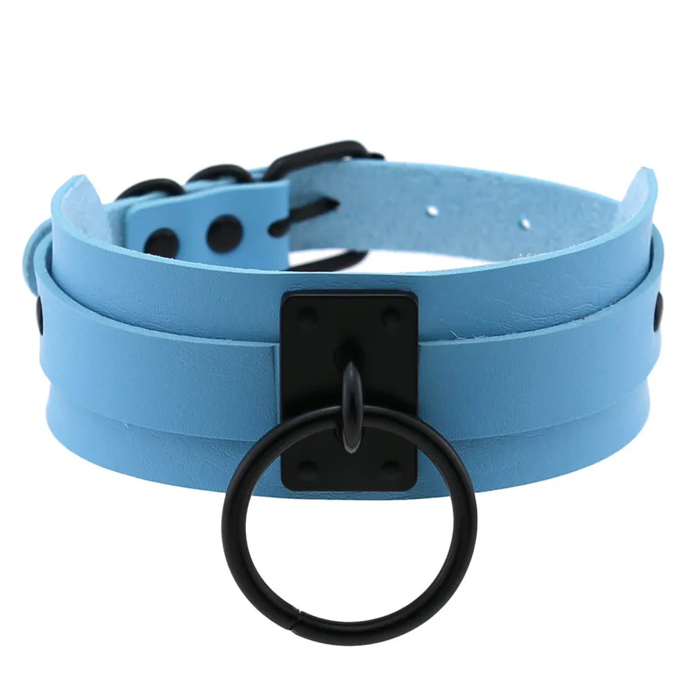 Harajuku Gothic Night club Saloon Wild Rock and roll Exaggerate Different Cortex Black ring Hanging rings Choker Collar O-shape