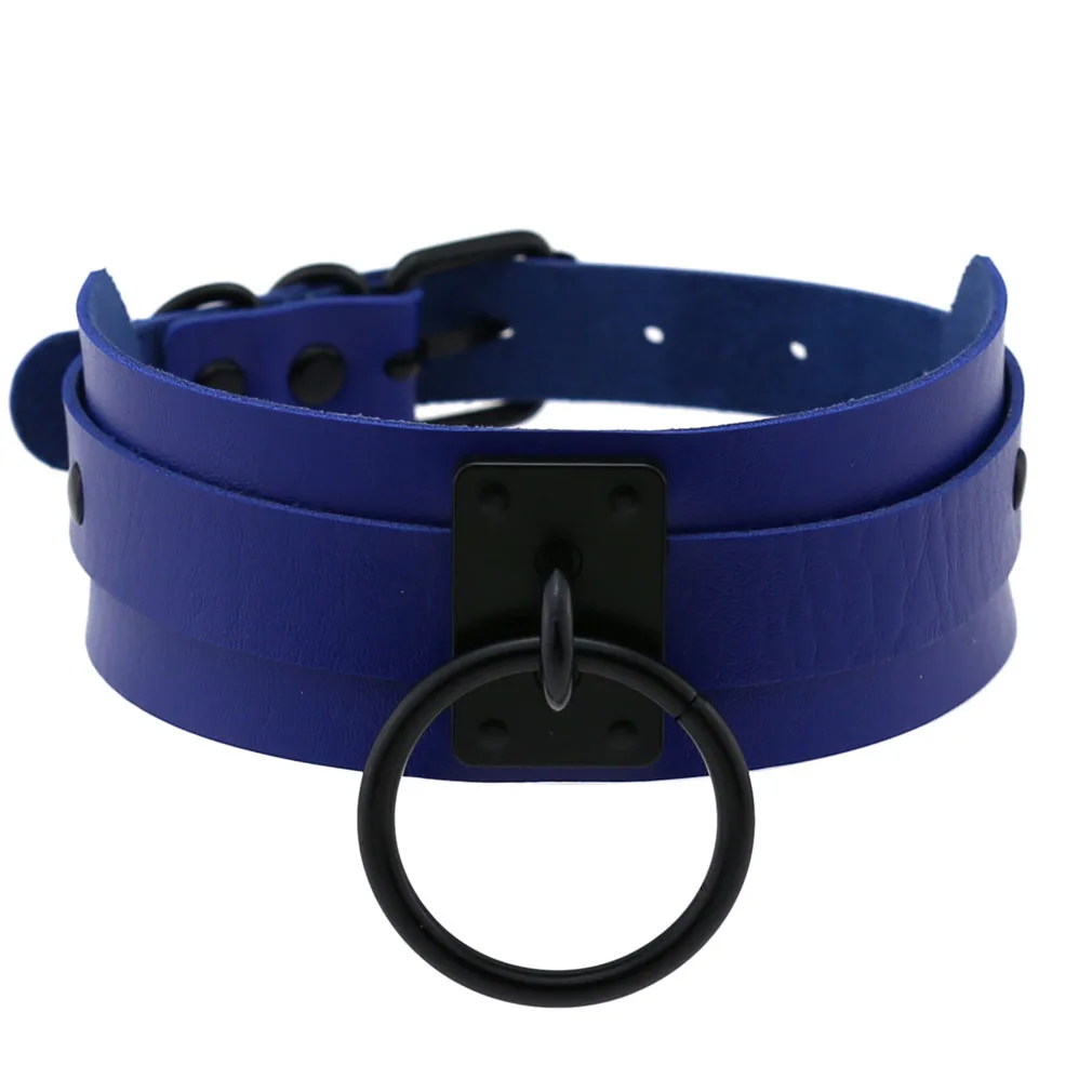 Harajuku Gothic Night club Saloon Wild Rock and roll Exaggerate Different Cortex Black ring Hanging rings Choker Collar O-shape