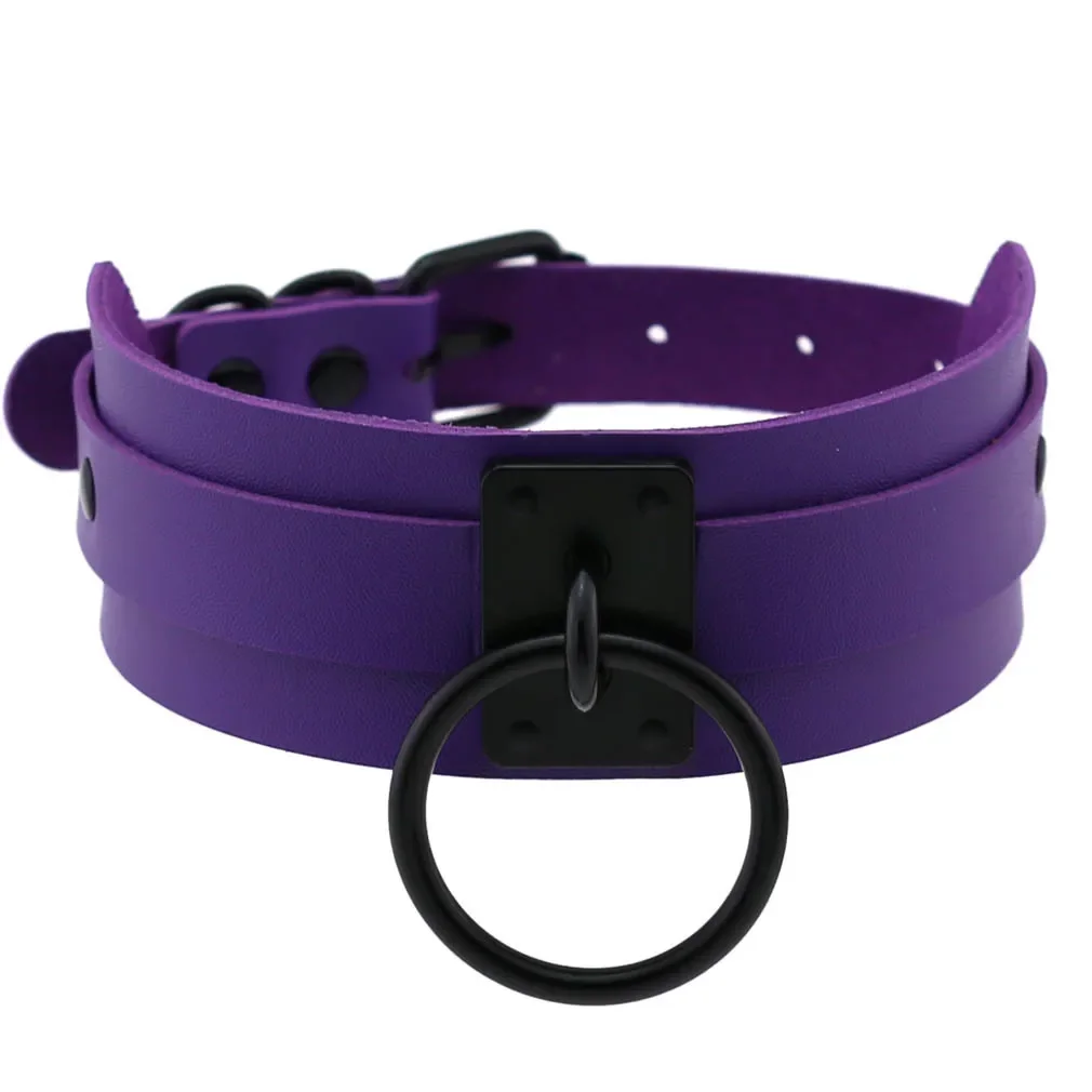 Harajuku Gothic Night club Saloon Wild Rock and roll Exaggerate Different Cortex Black ring Hanging rings Choker Collar O-shape