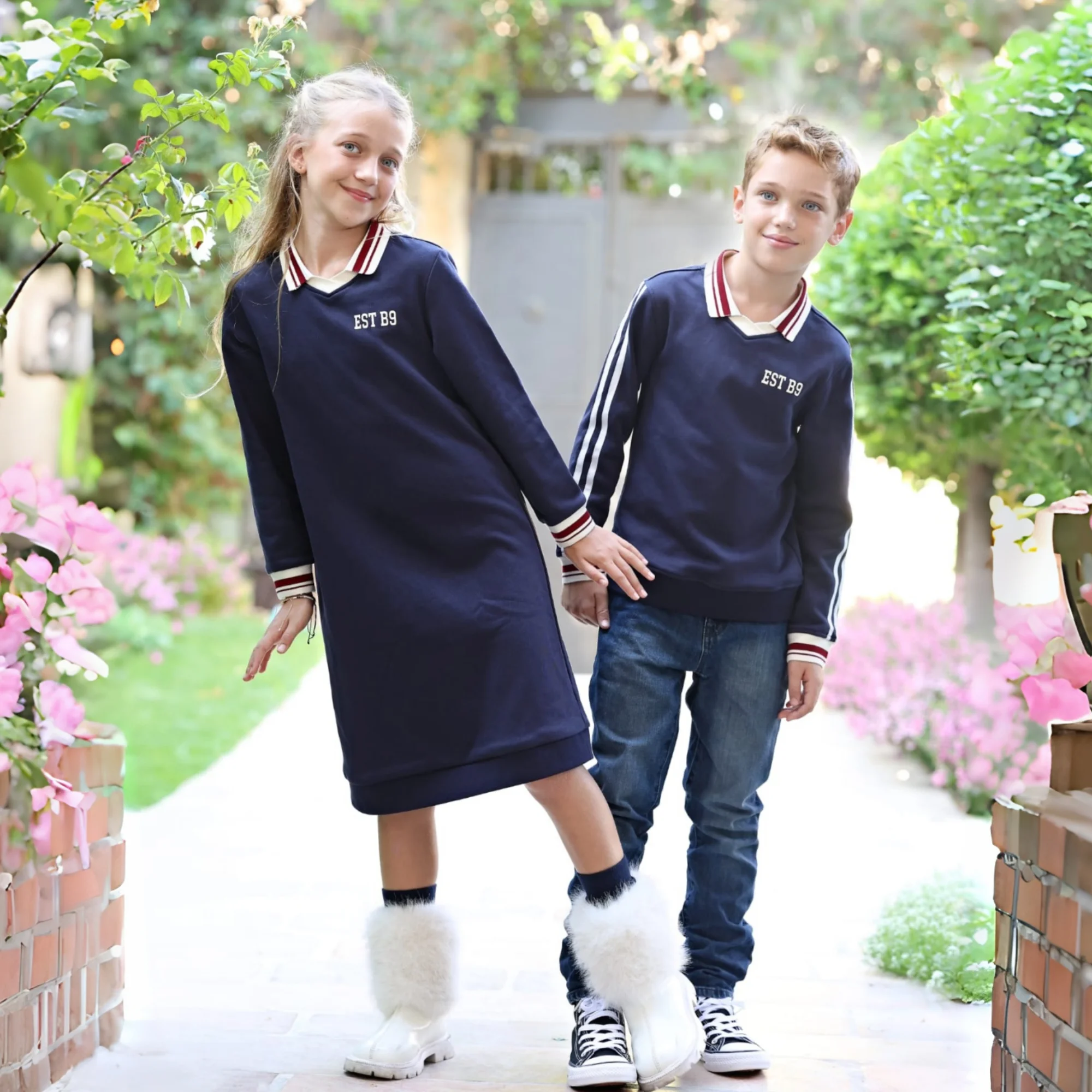 2026 Mali's AW Toddler Boys Girls 2pcs Printed Matching Outfits Girls Dress Kids Sweatshirt Fashion Skirt Children Clothing