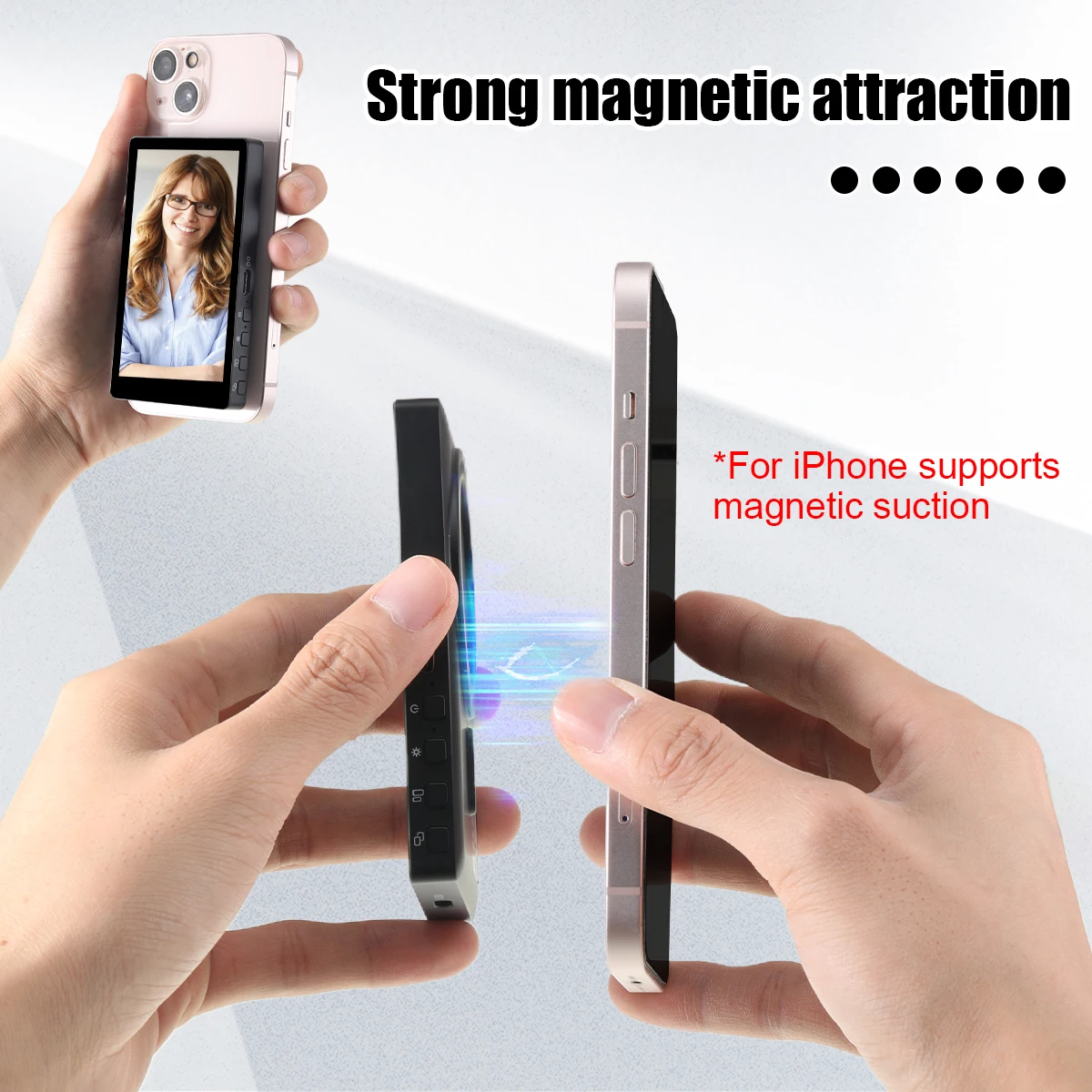 Magnetic Cell Phone Vlog Self Timer Monitor Screen Using Rear Camera Monitor For Live Streaming Creating Content Self-Timer