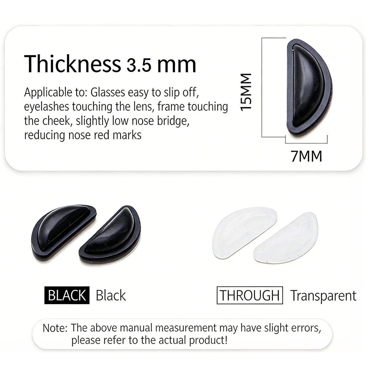 5pairs ANKNDO Nose Pads for Meta Ray-Ban Smart Glasses, Anti Slip Silicone Eyewear Cushions Adhesive Replacement for Sunglasses