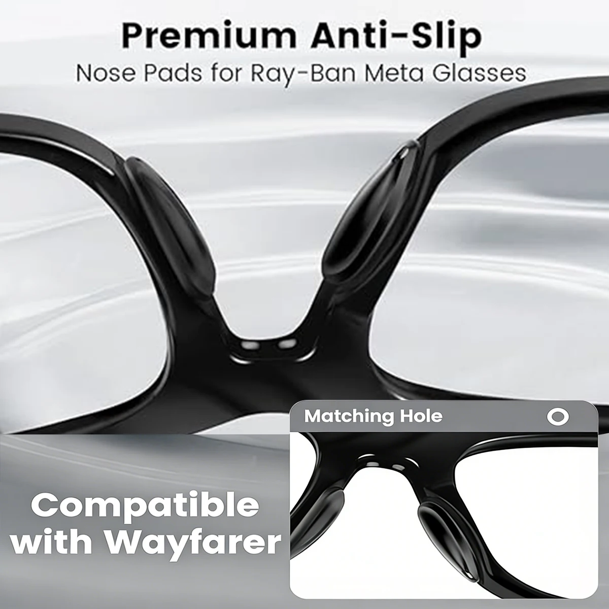5pairs ANKNDO Nose Pads for Meta Ray-Ban Smart Glasses, Anti Slip Silicone Eyewear Cushions Adhesive Replacement for Sunglasses