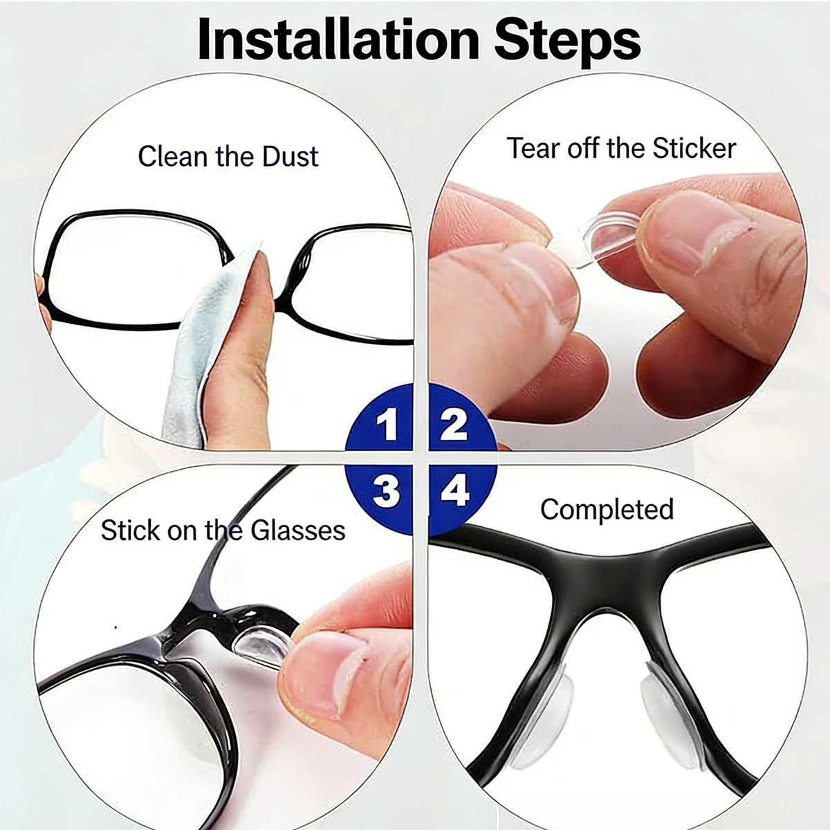 5pairs ANKNDO Nose Pads for Meta Ray-Ban Smart Glasses, Anti Slip Silicone Eyewear Cushions Adhesive Replacement for Sunglasses