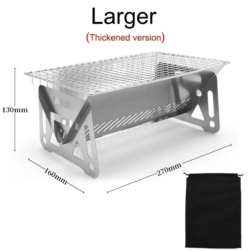 Portable Folding Barbecue Grill Heating Stoves Multifunction Camping BBQ Grill Rack Net Firewood Stove Stainless Steel BBQ Grill