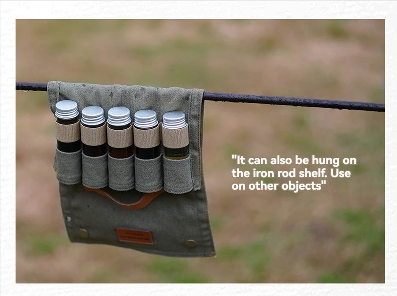 SUNDICK Outdoor Camping Seasoning Bottle Storage Bag, Barbecue Glass Seasoning Bottle Combination Set, Canvas Bag