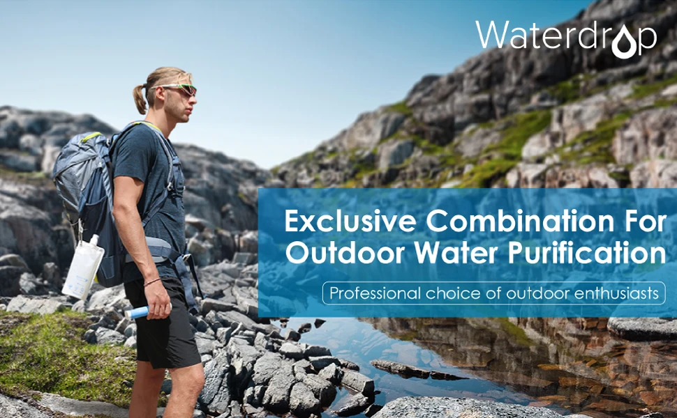 Waterdrop Portable Water Filter Straw, Camping Water Filter | Survival Water Purifier, 0.1 Micron Filtration for Hiking, Travel & Emergency Preparedness, Survival Gear, 4 Pack