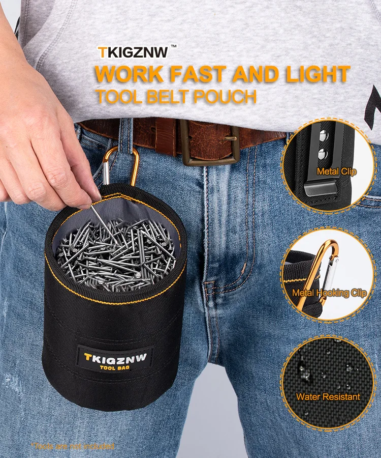 TKIGZNW Tool Pouch Nails Screws Bag with Belt Clip Black