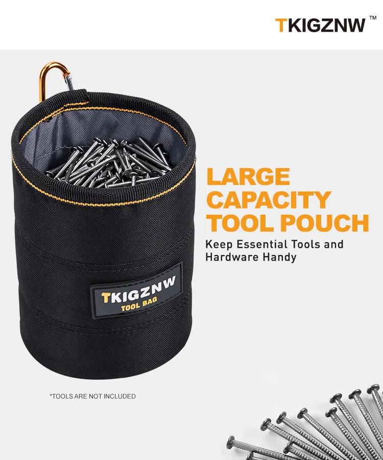 TKIGZNW Tool Pouch Nails Screws Bag with Belt Clip Black