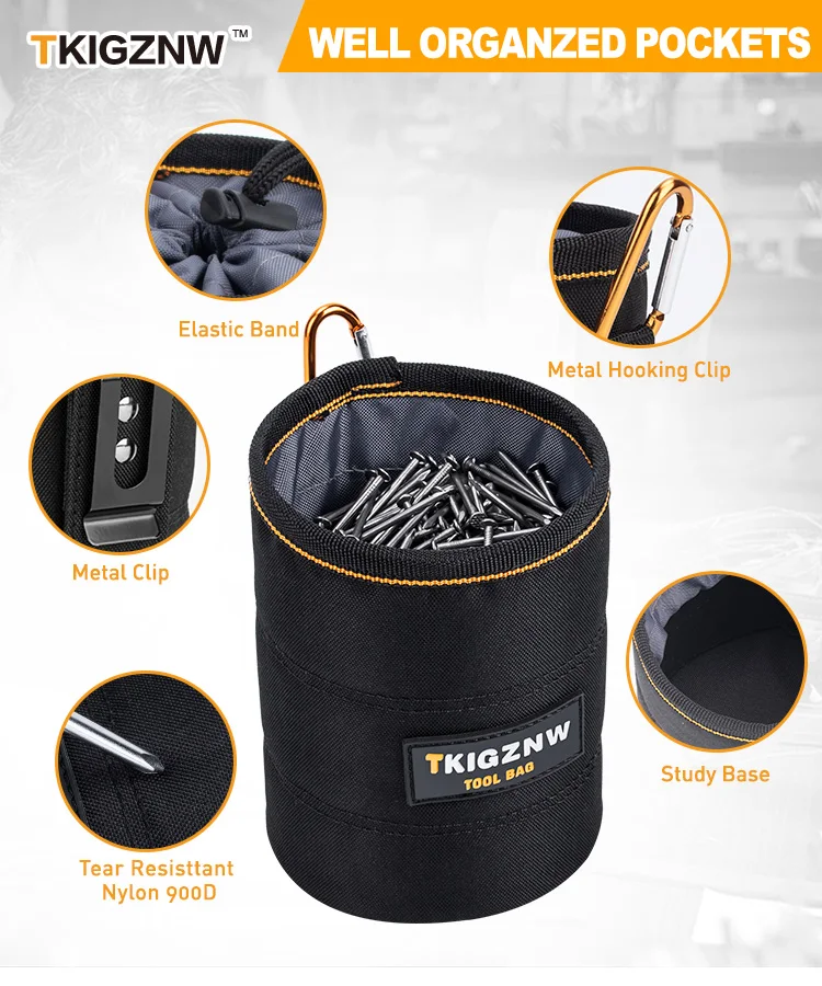 TKIGZNW Tool Pouch Nails Screws Bag with Belt Clip Black