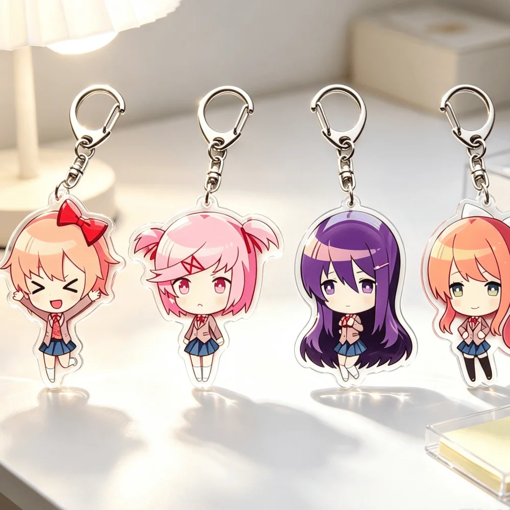 for Popular Game DDLC Yuri Monika Sayori Natsuki Peripheral Acrylic Keychain Q Version Cute Festival Gift Backpack Accessories
