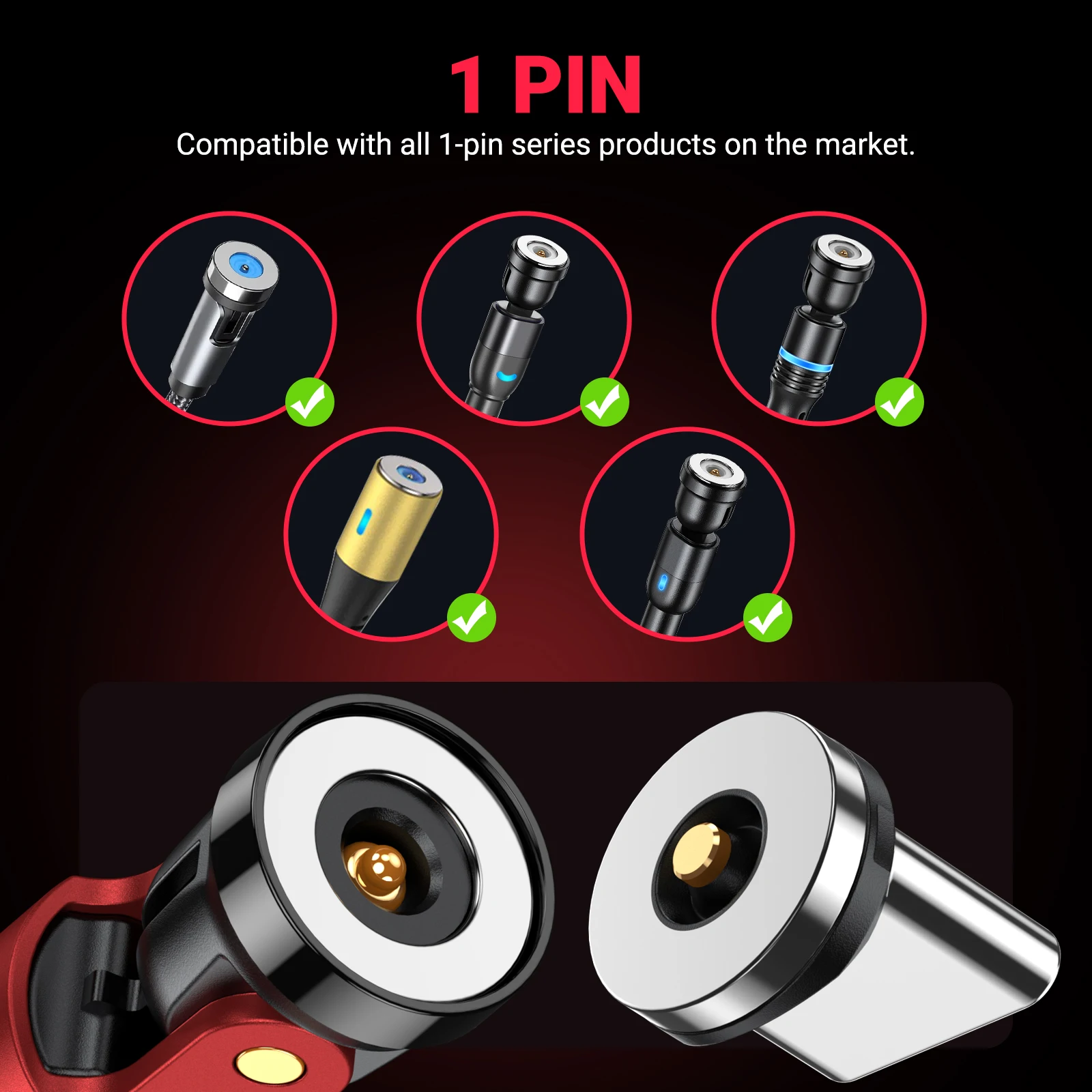 AUFU 1PIN Magnetic Adapter Type C Female to Type C Micro Male Converter For iPhone Samsung Xiaomi 540 Rotate Magnet OTG Adapter