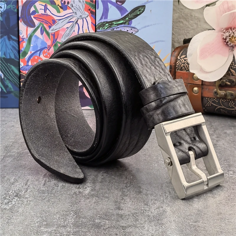 Luxury Stainless Steel Belt Buckle For Men Belt Leather Craft Clip Men Waist Western Belt Buckle 40mm Big Buckle Belt Man SK0015