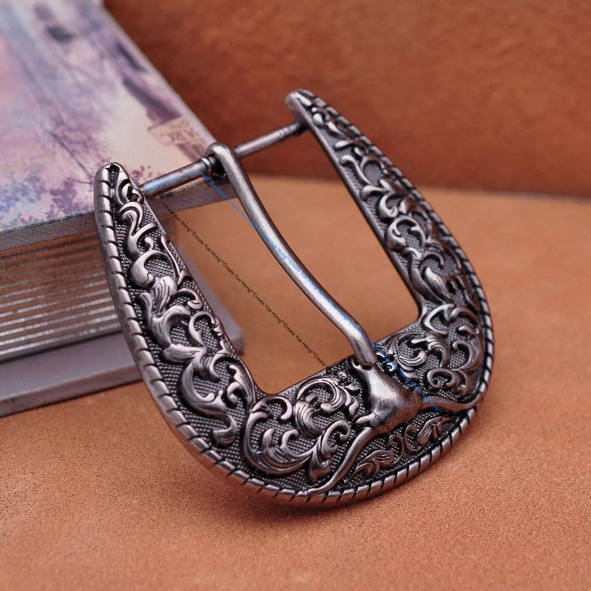 Heavy Strong Antique Silver Floral Western Cowboy Longhorn Bull SKull Rodeo Three Piece Set Belt Buckle Unisex Fits 40mm Strap