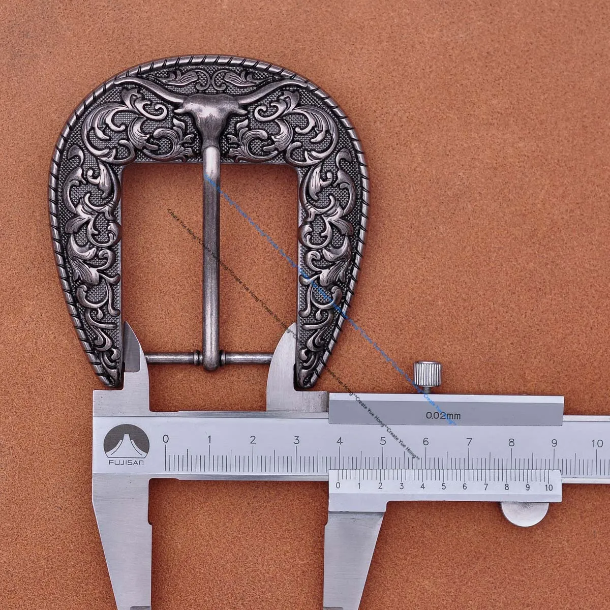 Heavy Strong Antique Silver Floral Western Cowboy Longhorn Bull SKull Rodeo Three Piece Set Belt Buckle Unisex Fits 40mm Strap