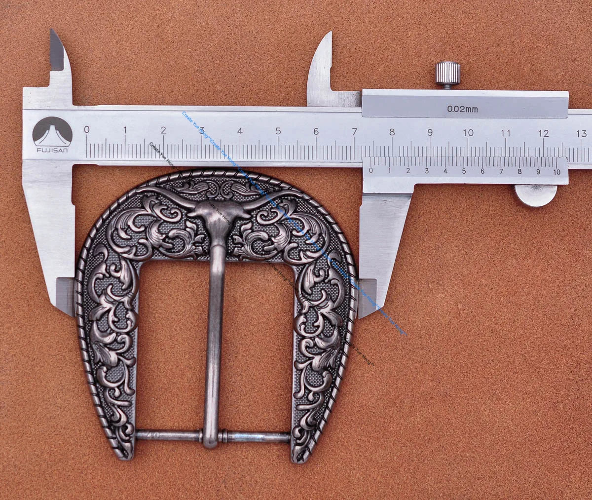 Heavy Strong Antique Silver Floral Western Cowboy Longhorn Bull SKull Rodeo Three Piece Set Belt Buckle Unisex Fits 40mm Strap