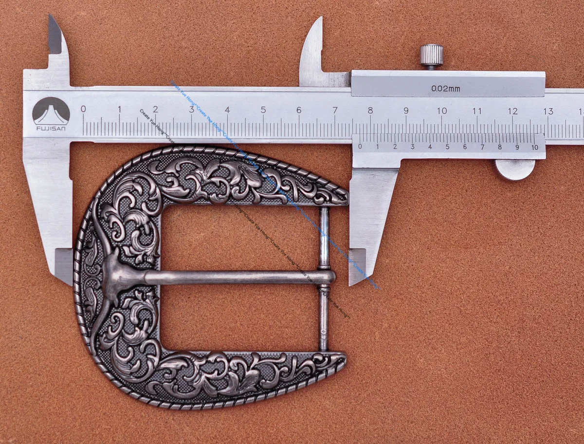 Heavy Strong Antique Silver Floral Western Cowboy Longhorn Bull SKull Rodeo Three Piece Set Belt Buckle Unisex Fits 40mm Strap