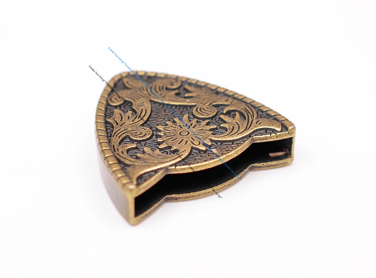 Antique Brass Floral Rope Side Rodeo Western Cowboy Three Piece Set Leathercraft Belt Buckle Unisex 1 1/2"