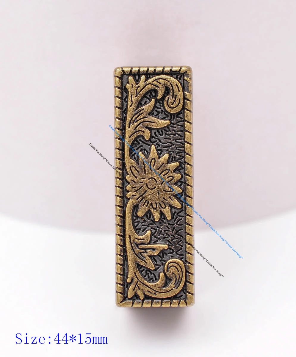 Antique Brass Floral Rope Side Rodeo Western Cowboy Three Piece Set Leathercraft Belt Buckle Unisex 1 1/2"