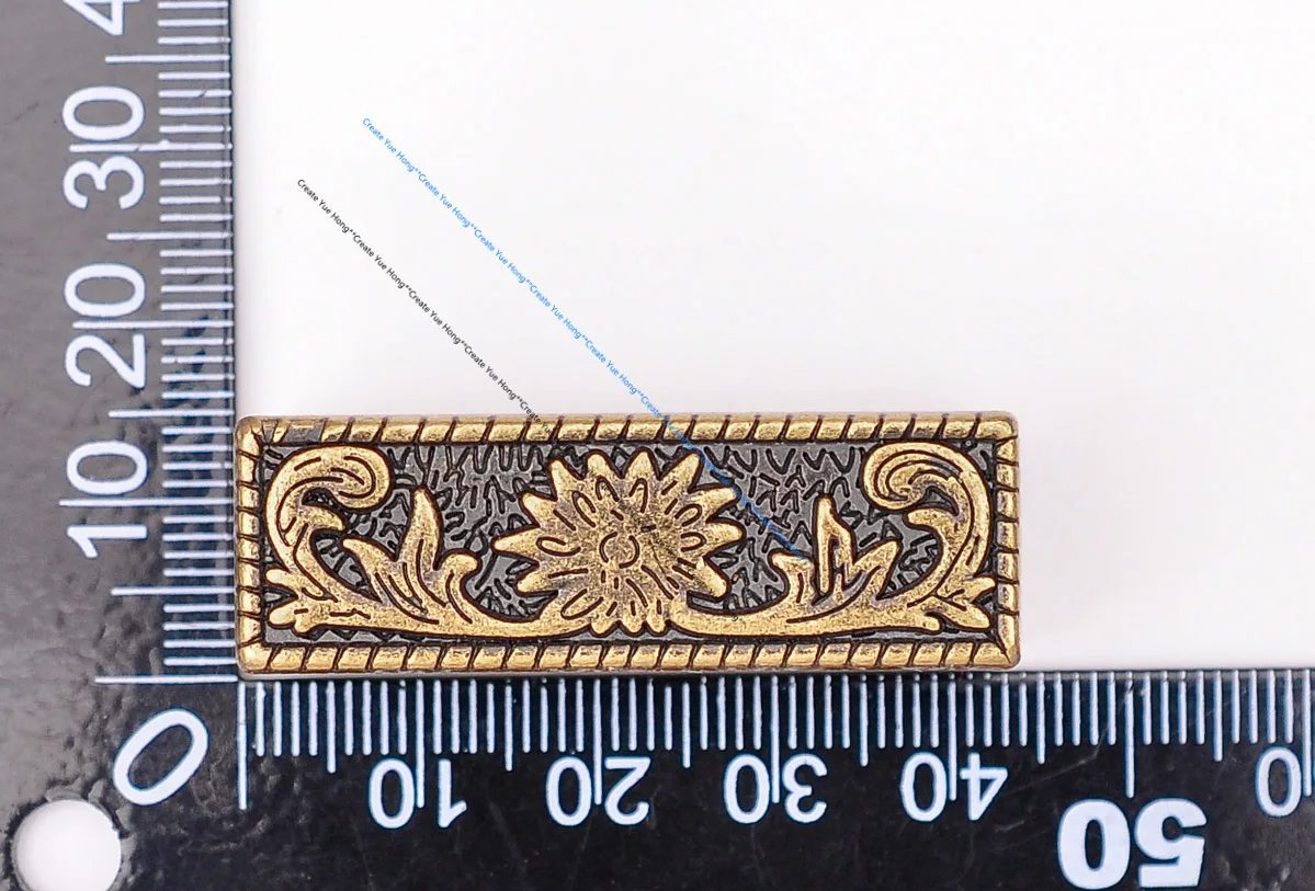 Antique Brass Floral Rope Side Rodeo Western Cowboy Three Piece Set Leathercraft Belt Buckle Unisex 1 1/2"