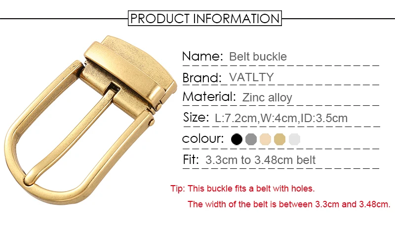 VATLTY 2022 Original Brand 35mm Belt Buckle Men Hard Solid Zinc Alloy Fashion Business Belt Buckle Leather Belt Buckle Male