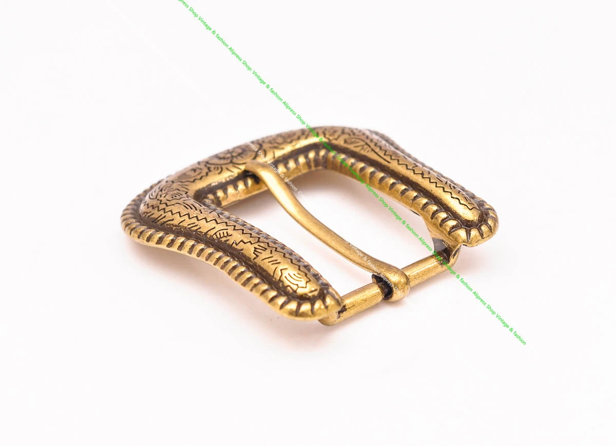 1" Solid Vintage Brass End Bar Pin Buckle 3 Pcs Set Diy Leathercraft Western Flower Rope Engraved Belt Buckle Replacement