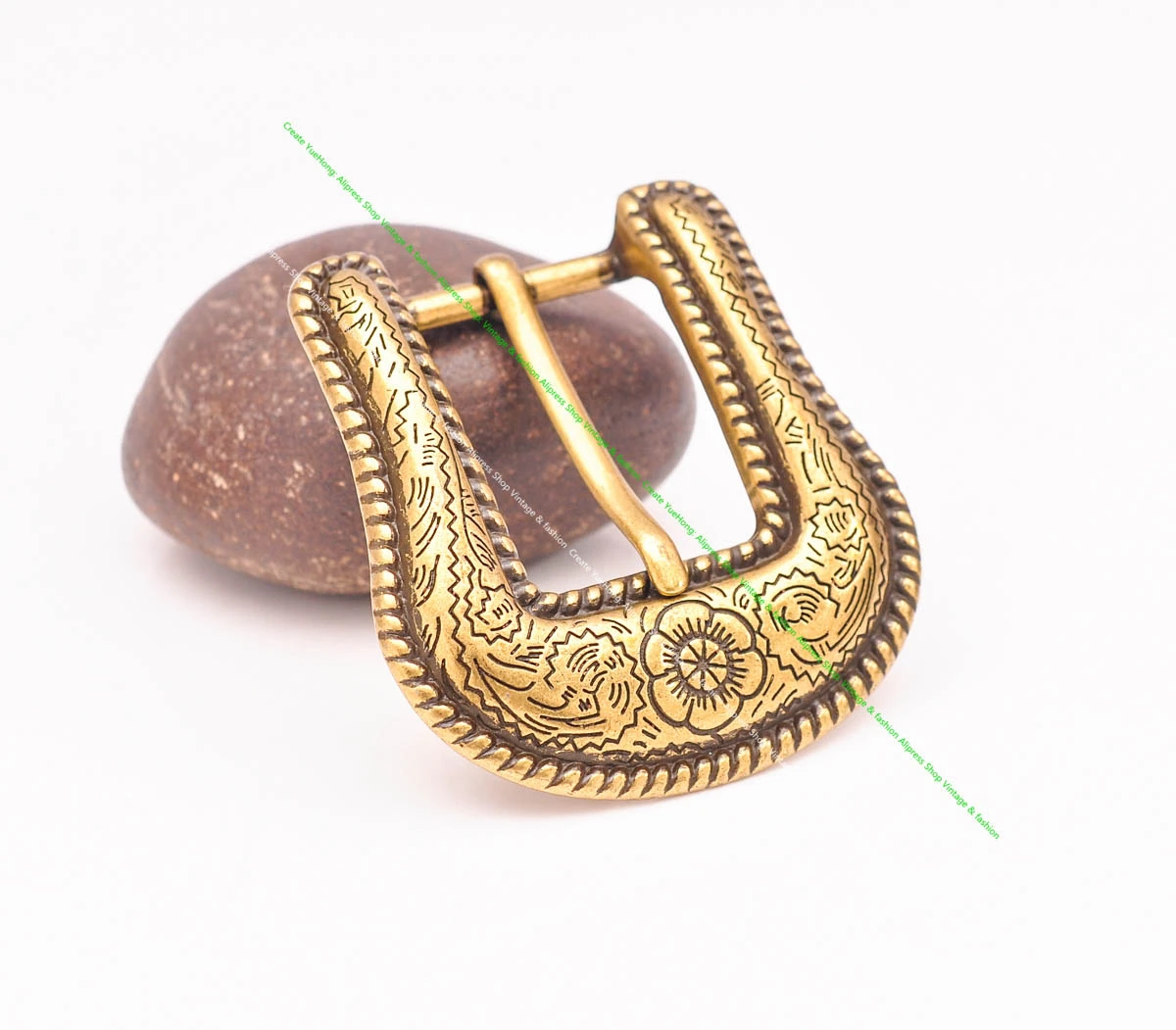 1" Solid Vintage Brass End Bar Pin Buckle 3 Pcs Set Diy Leathercraft Western Flower Rope Engraved Belt Buckle Replacement