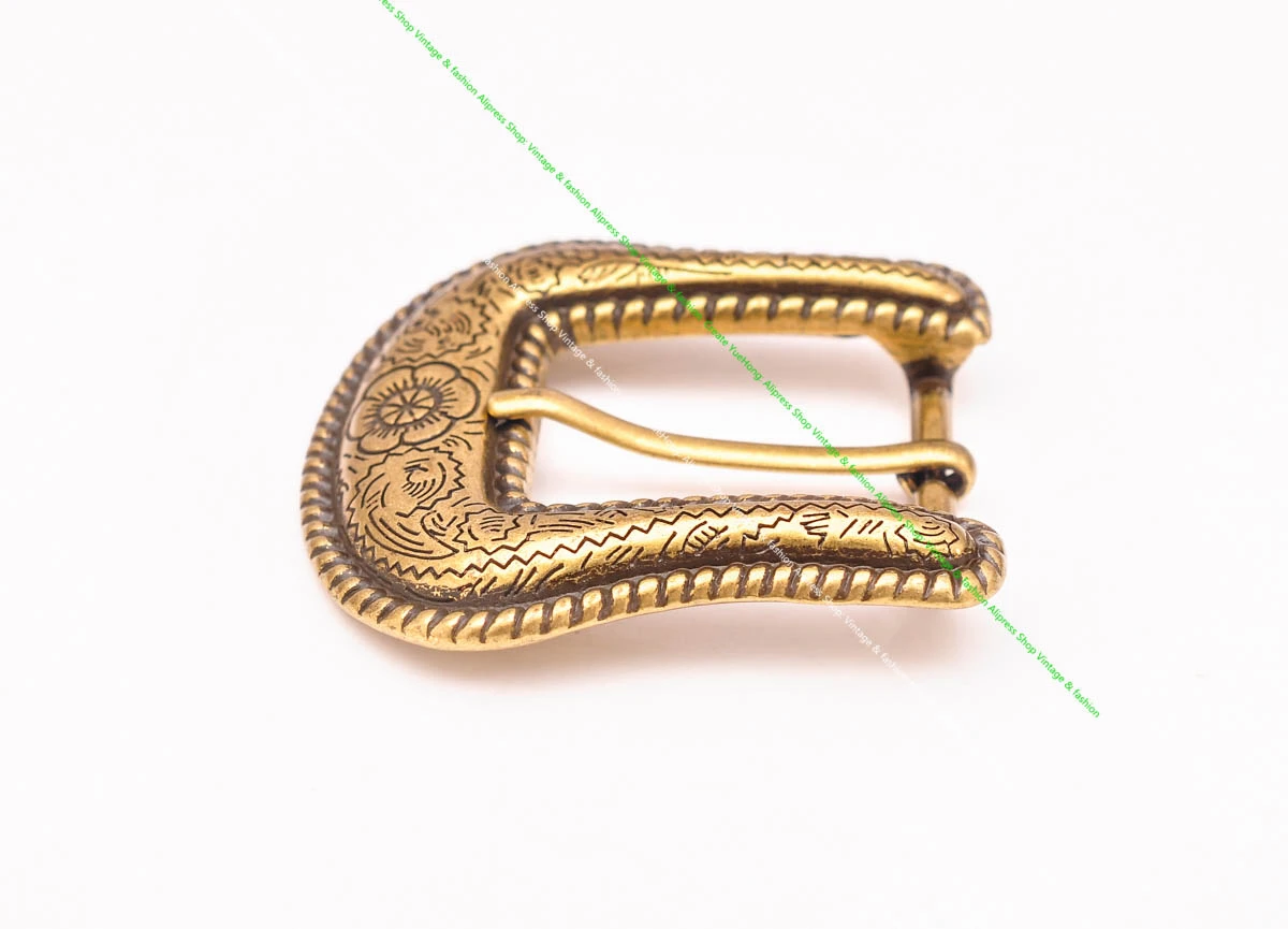 1" Solid Vintage Brass End Bar Pin Buckle 3 Pcs Set Diy Leathercraft Western Flower Rope Engraved Belt Buckle Replacement