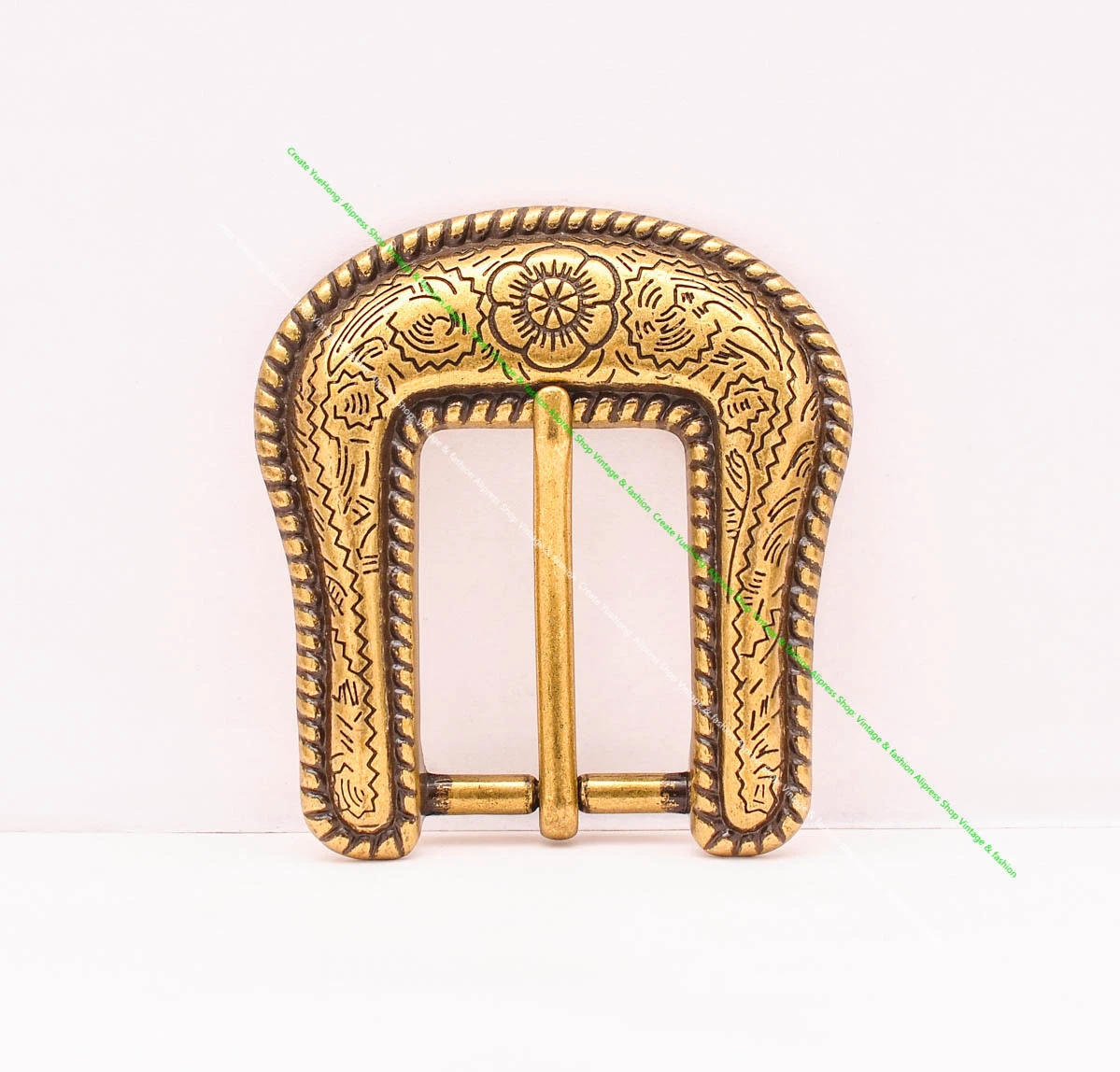 1" Solid Vintage Brass End Bar Pin Buckle 3 Pcs Set Diy Leathercraft Western Flower Rope Engraved Belt Buckle Replacement