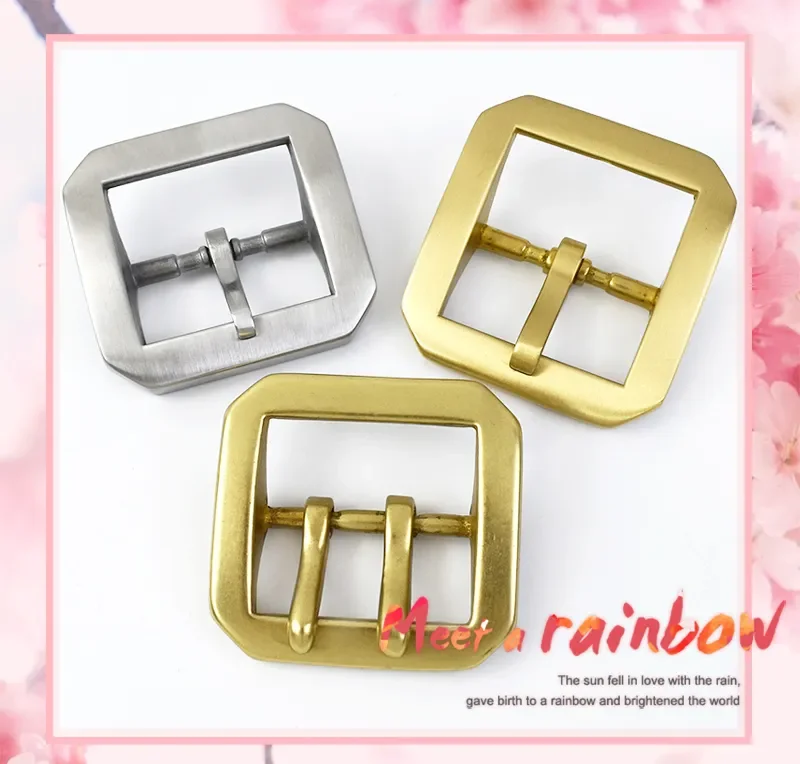 40mm Men Pure Copper Pin Buckle Stainless Steel Waistband Clasp Pants Single/Double Pins Belt Hook DIY Leather Craft Accessories