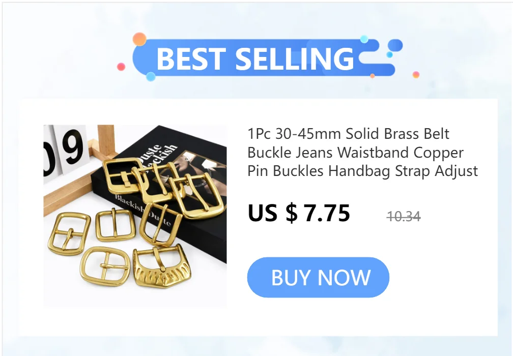 40mm Men Pure Copper Pin Buckle Stainless Steel Waistband Clasp Pants Single/Double Pins Belt Hook DIY Leather Craft Accessories
