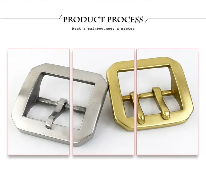 40mm Men Pure Copper Pin Buckle Stainless Steel Waistband Clasp Pants Single/Double Pins Belt Hook DIY Leather Craft Accessories