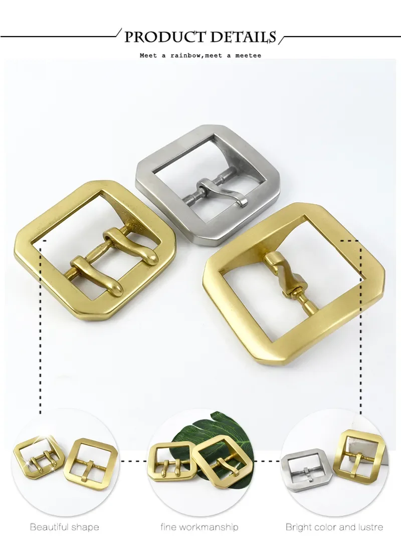 40mm Men Pure Copper Pin Buckle Stainless Steel Waistband Clasp Pants Single/Double Pins Belt Hook DIY Leather Craft Accessories