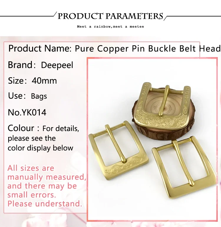 1Pc Deepeel 40mm Brass Belt Buckles Single Pin Buckle for Waistband Bags Strap Garment Leather Craft Replacement Accessories