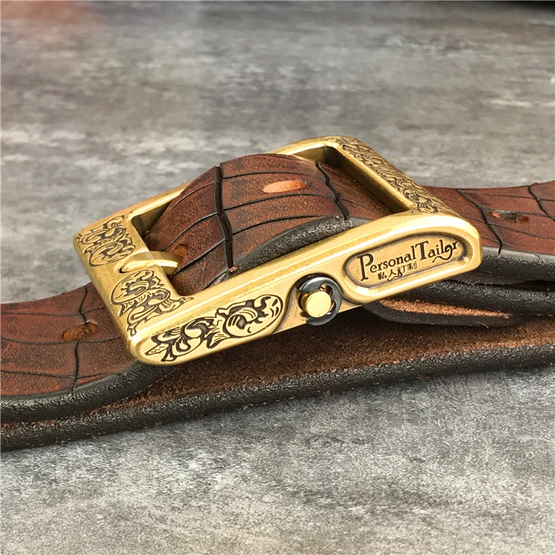 Luxury Carving Solid Brass Belt Buckle For Men Belt Stainless Steel Belt Buckle 40mm DIY Leather Craft Man Buckle Belt BK0002