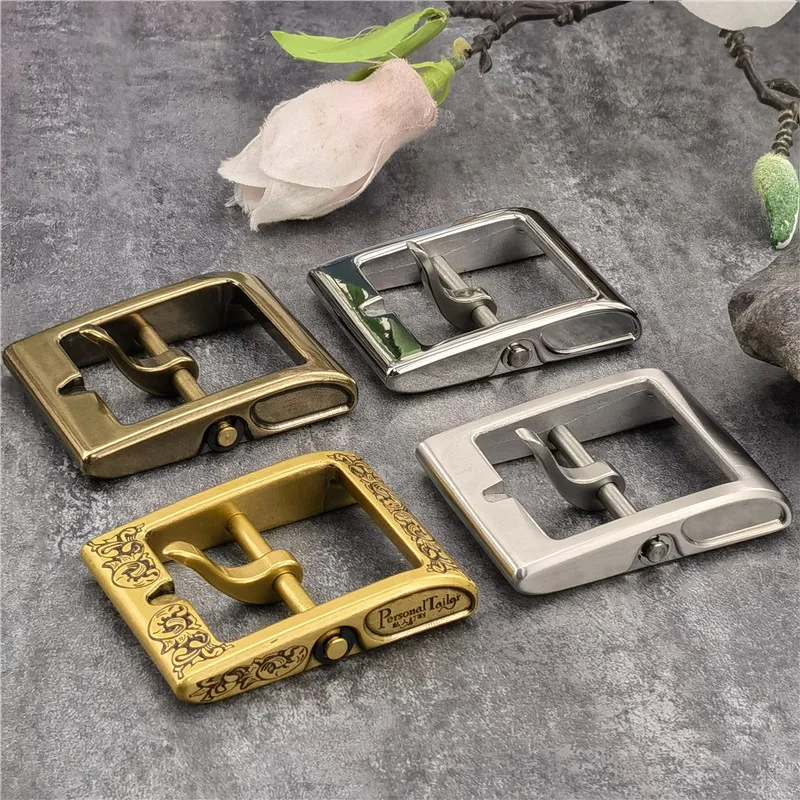 Luxury Carving Solid Brass Belt Buckle For Men Belt Stainless Steel Belt Buckle 40mm DIY Leather Craft Man Buckle Belt BK0002
