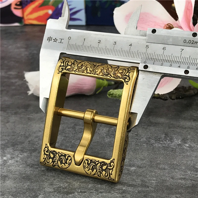 Luxury Carving Solid Brass Belt Buckle For Men Belt Stainless Steel Belt Buckle 40mm DIY Leather Craft Man Buckle Belt BK0002